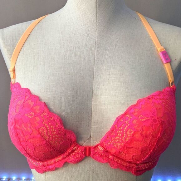 Victoria's Secret PINK Date Racerback Push-up Bra Neon Pink - Picture 2 of 6